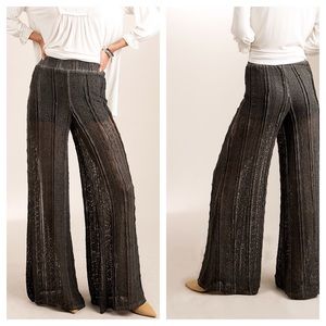 POL Pants - Boho Black Wide-leg See Through Lace & Lined Pants POL Pants - Boho Black Wide-leg See Through Lace & Lined Pants
